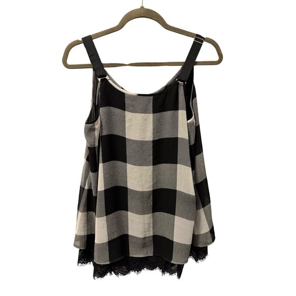 Lane Bryant Black & White Checkered Tank Top With Lace Hem Size 14W  Blouse. NWT - Picture 8 of 12